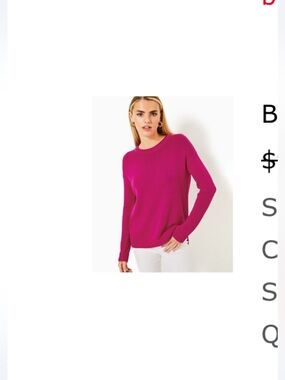 Lilly Pulitzer Cotton Crewneck Sweater in Pink Size Small